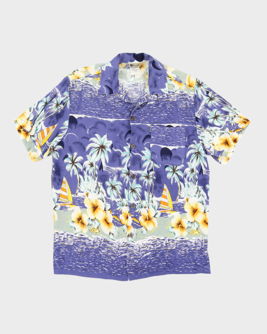 Image of Blue Patterned Hawaiian Shirt - M