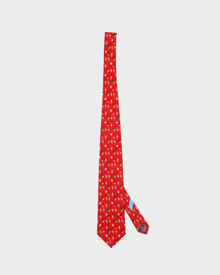 image of Mens Red Salvatore Ferragamo Patterned Silk Tie