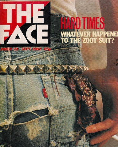 Magazine cover from The Face with the headline 'Hard Times' and showing a closeup of the bum of ripped levi's jeans.