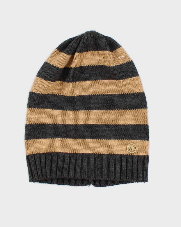 image of Unisex Stripped Tan Michael Kors Beanie - O/S