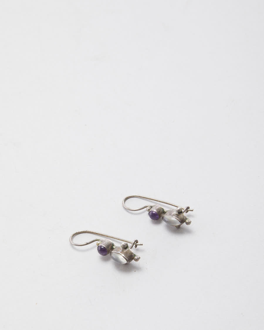 image of Vintage Silver Stone Earrings