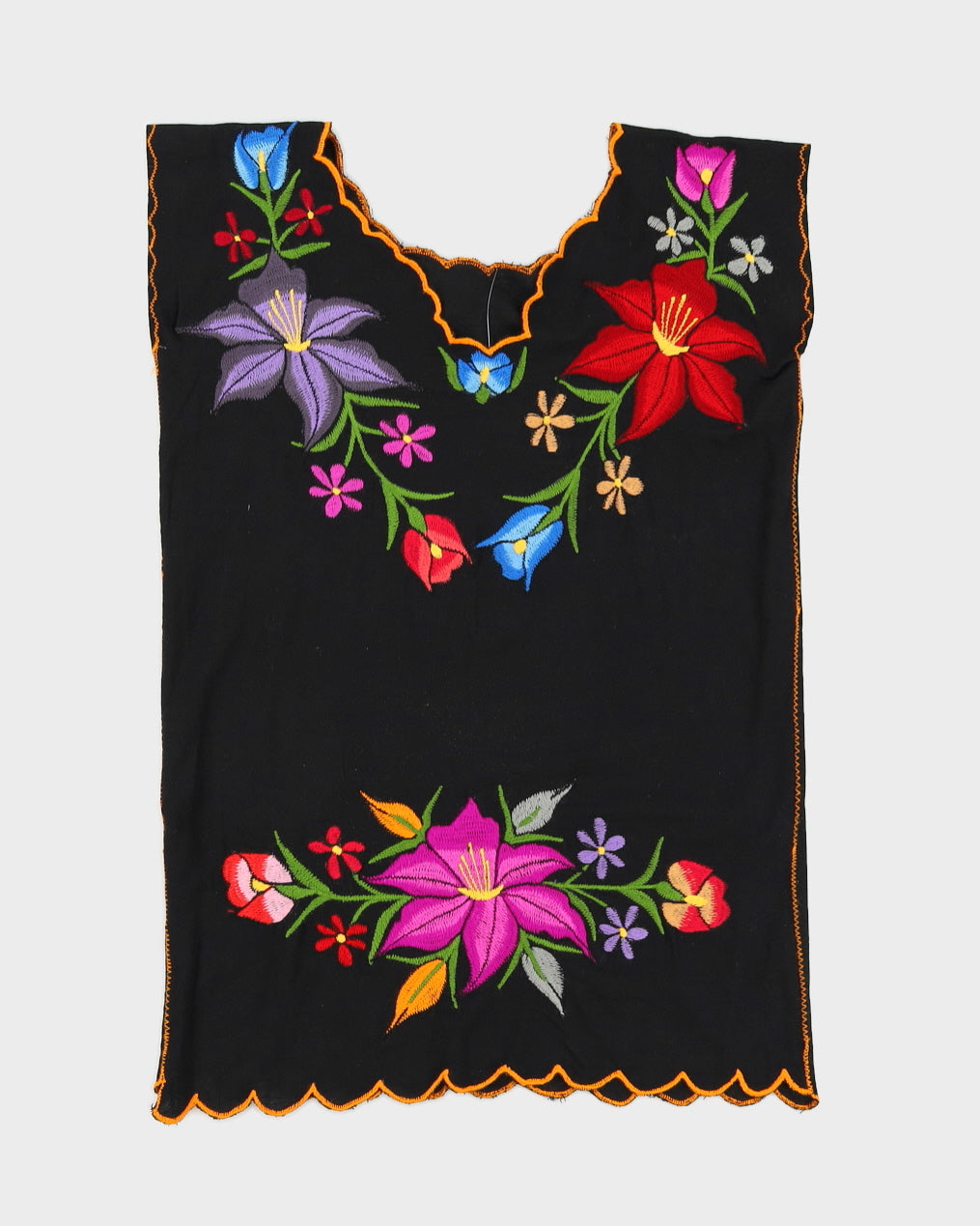 image of Black Embroidered Shift Dress - M