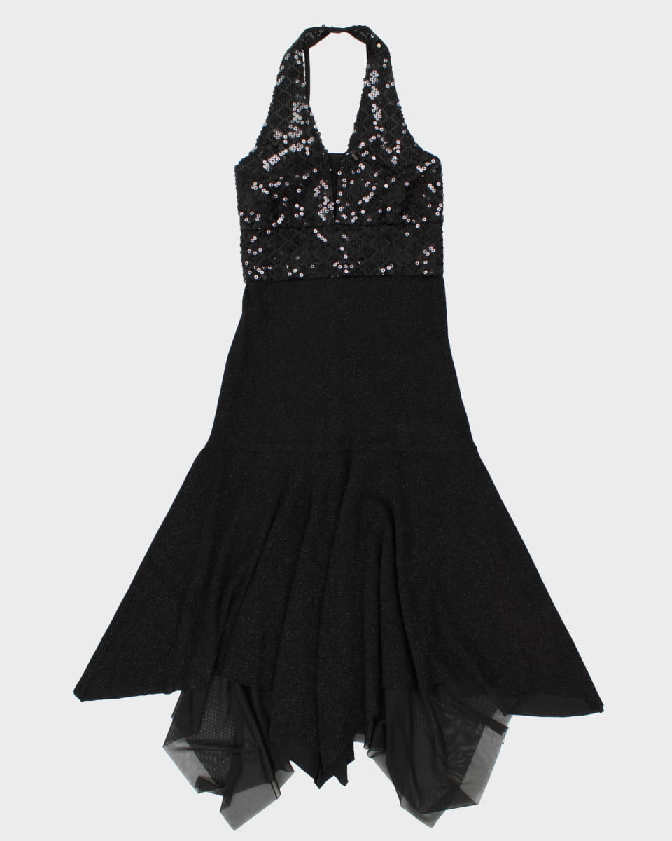 Image of Y2K Halter Neck Black Maxi Dress - S