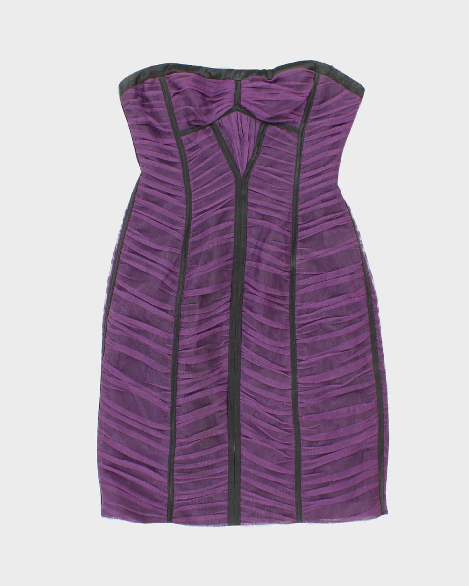 image of 00s BCBG MaxAzria Purple Mesh Ruffled Dress - XS