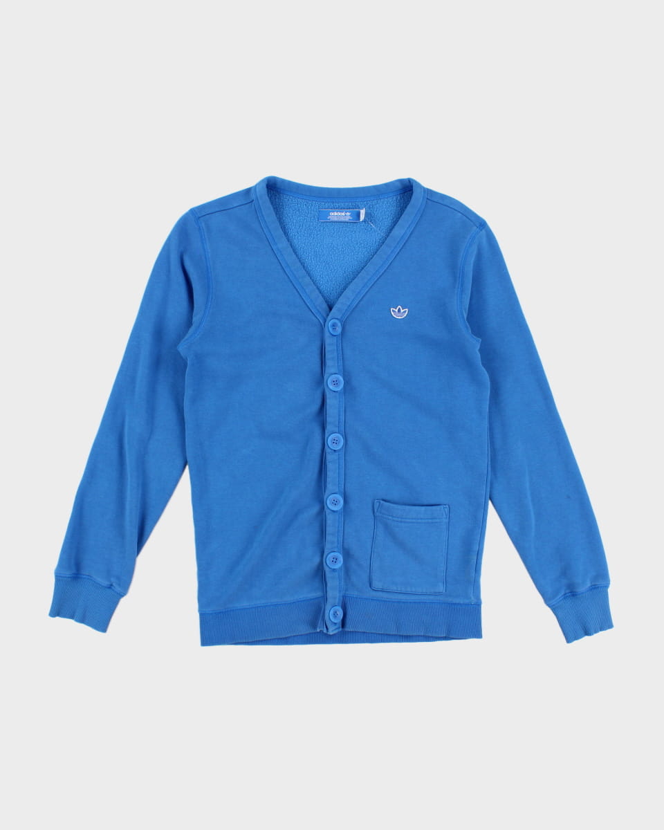 Image of Women's Blue Adidas Button-Up Sweatshirt - S