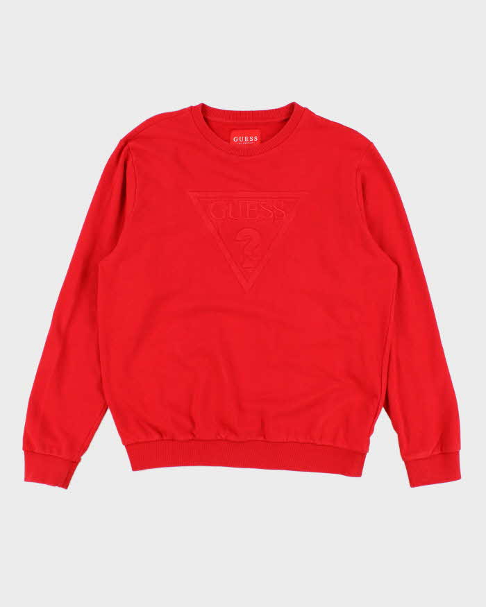 image of Womens Red Guess Pullover Sweatshirt - L