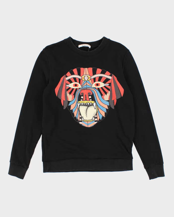 Image of Womens Black Givenchy Art Print Pullover Sweatshirt - XS