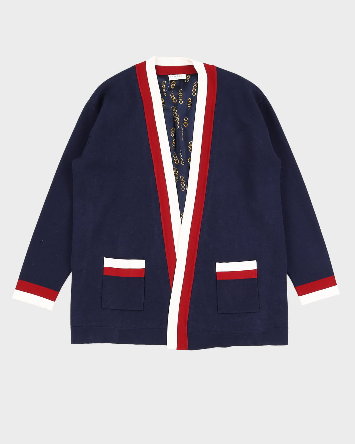 image of Sandro Navy Blue Knitted Cardigan - M