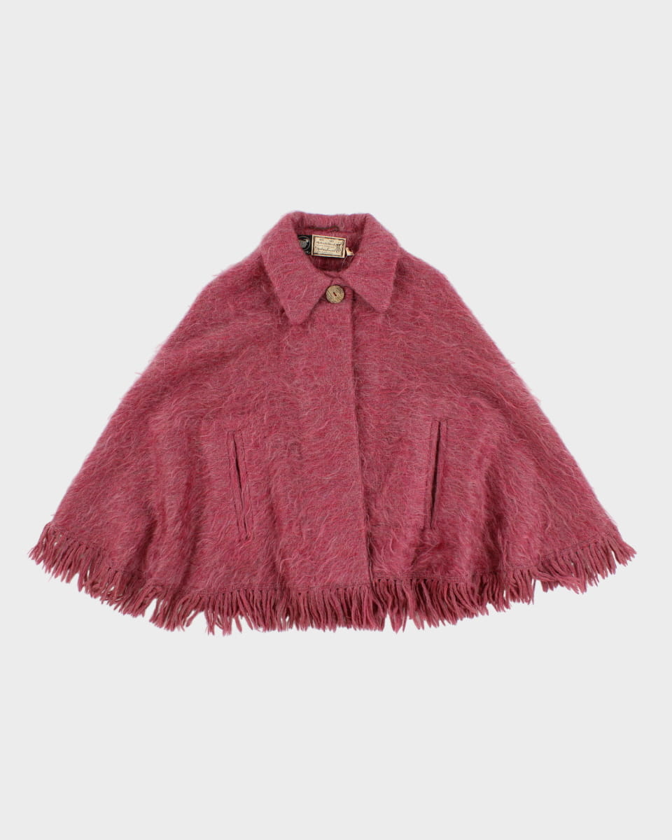 image of Vintage Mohair Pink Cape - O/S