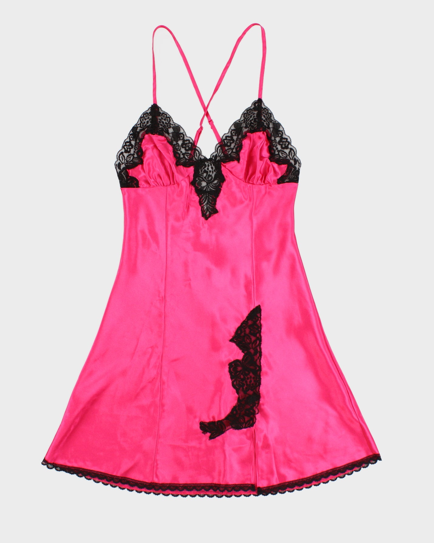 Image of Y2K 00s La Vie En Rose Hot Pink Slip - S