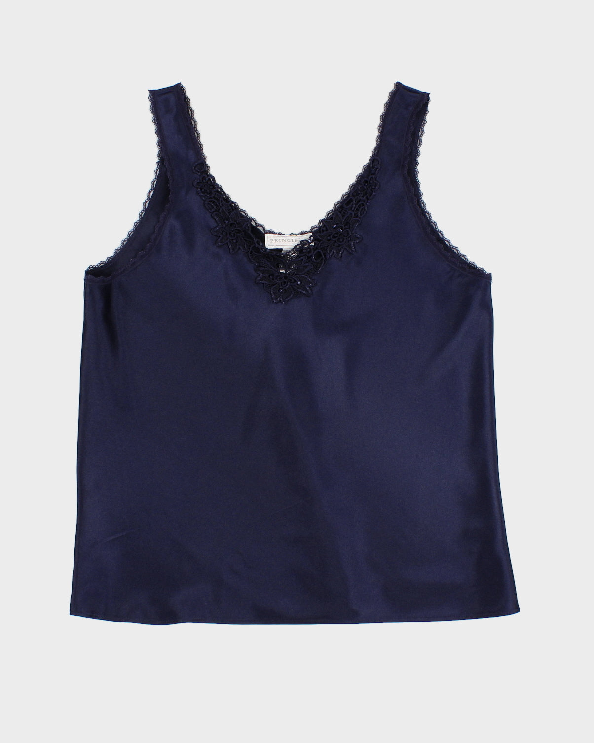 image of Vintage 90s Principles Navy Satin Camisole - S