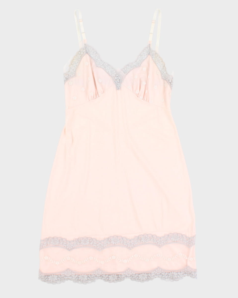 image of 60's Delicate Embroidered Night Slip Dress - S