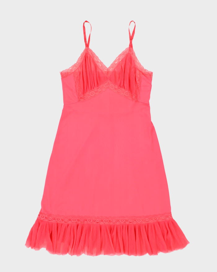 Image of 90s Pink Mesh Lace Lingerie Slip Dress - M