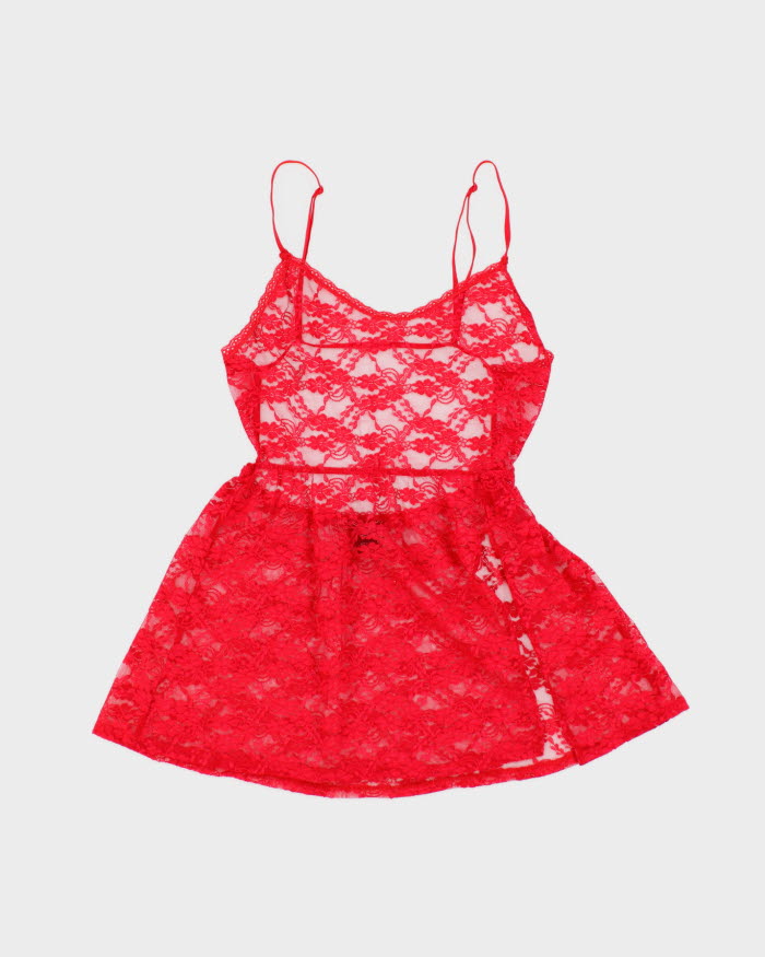 image of Victoria's Secret Red Lace Lingerie Top - S