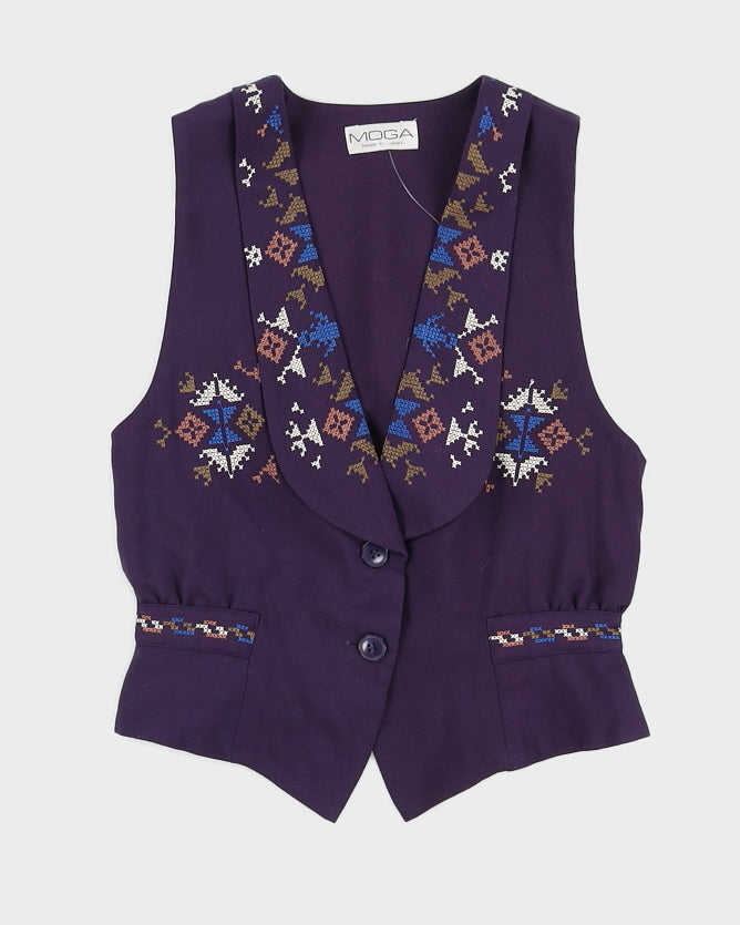 Image of Plum Embroidered Waistcoat - S