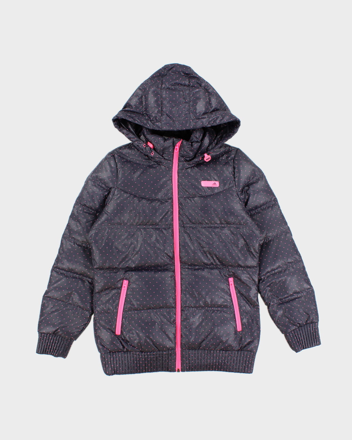 image of Adidas Polka Dot Duck Down Hooded Puffer Jacket - L