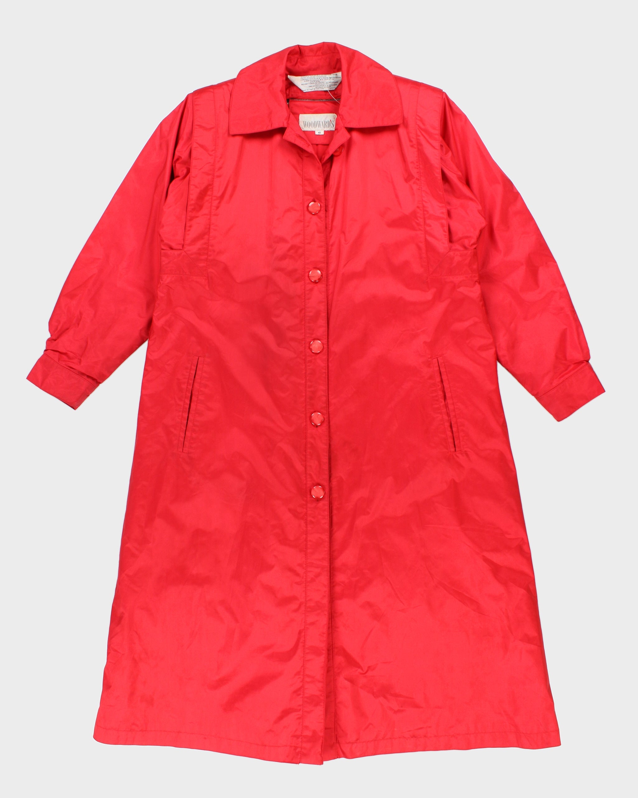 image of Womens 1980s Red Raincoat Trench - M