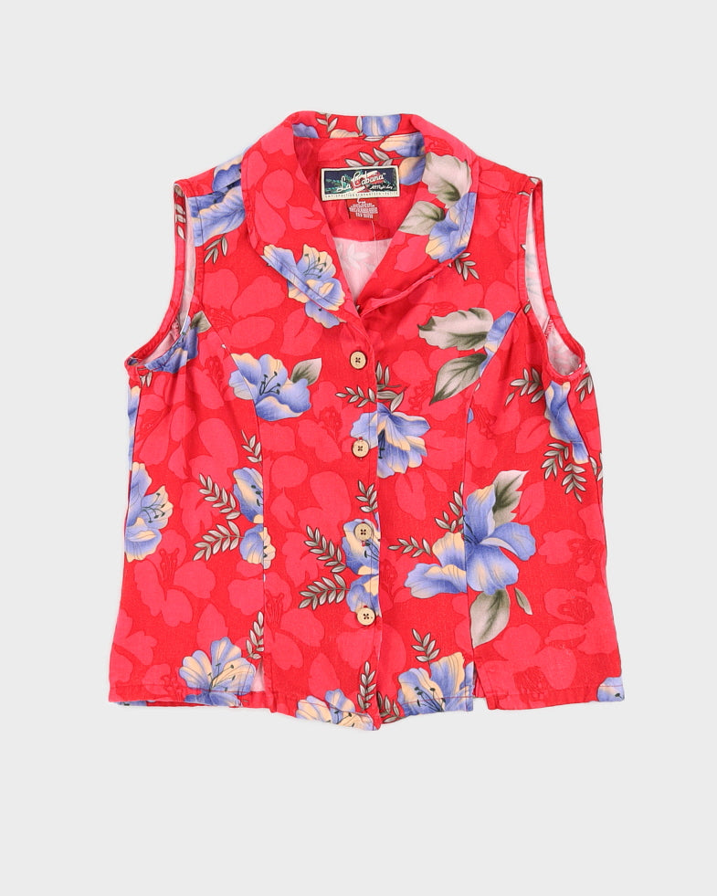 image of Pink Sleeveless Hawaiian Shirt - S