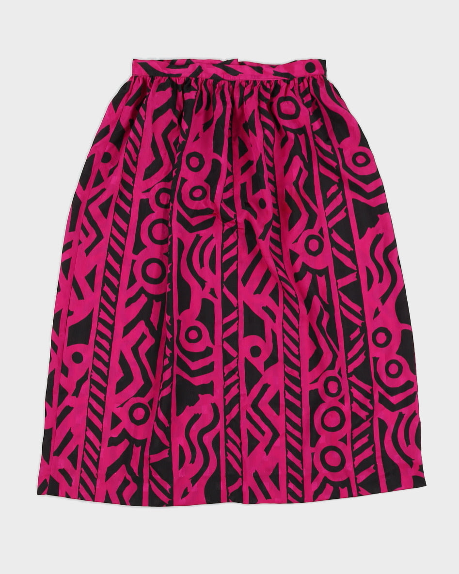 image of 1990s Purple Patterned Midi Skirt - S