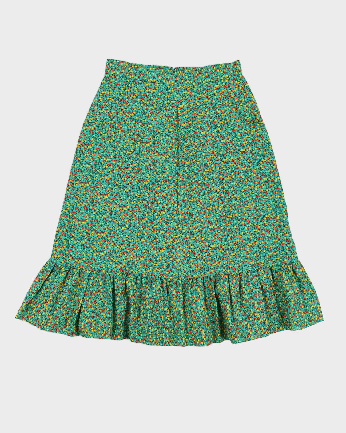 Image of Green Floral Patterned Skirt - S