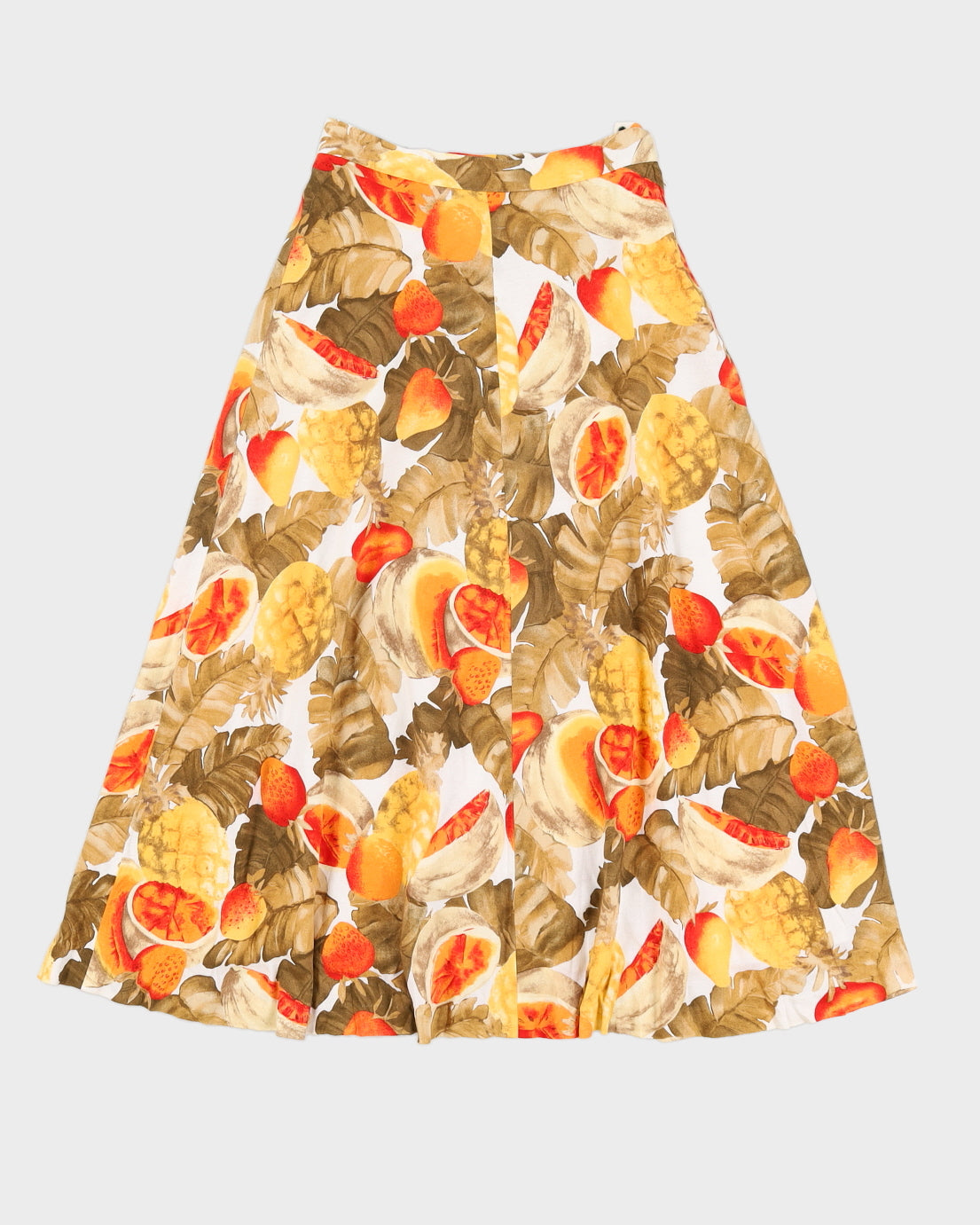 image of Orange Patterned A-Line Skirt - XS