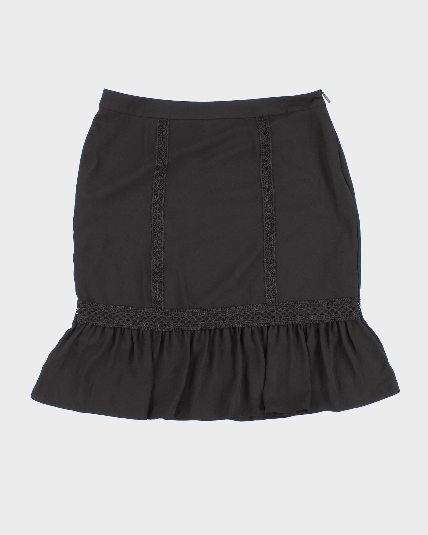 image of Karl Lagerfeld Black Lace Detail Mini Skirt - M