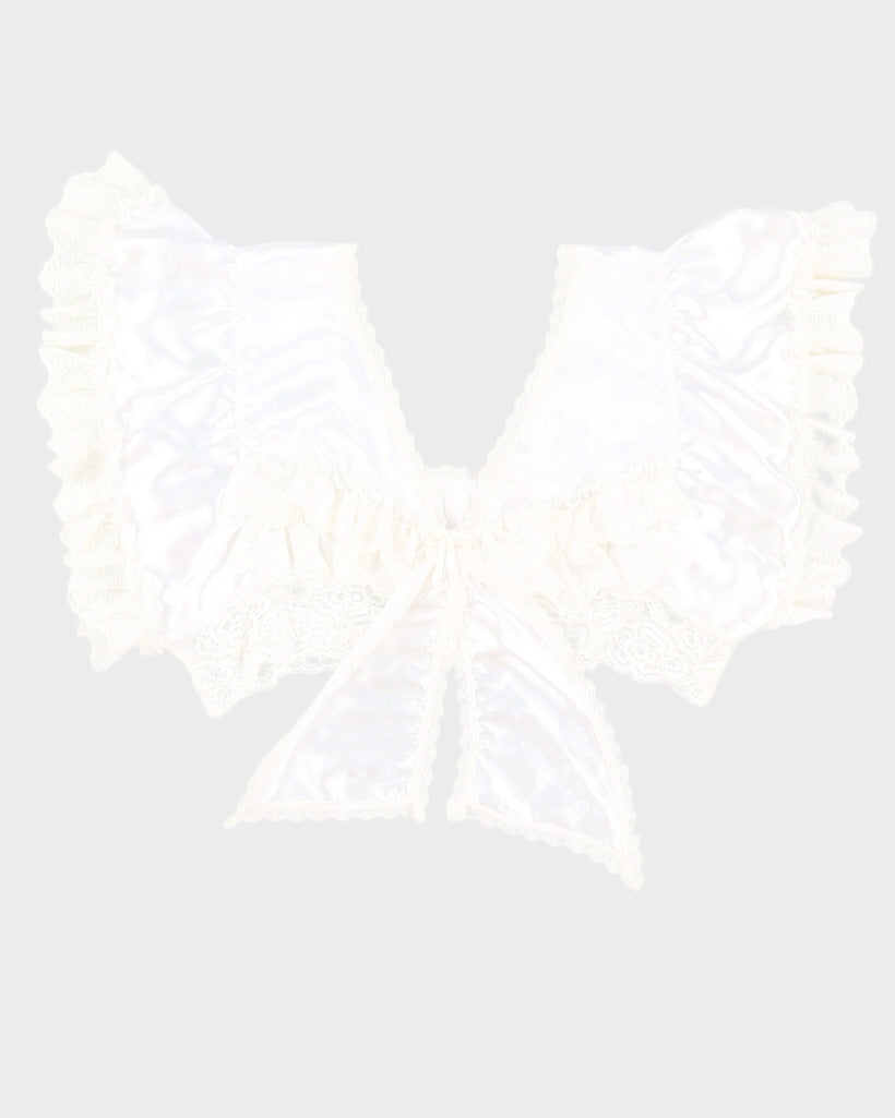 image of Y2K 00s Satin Lace Crop Top - M