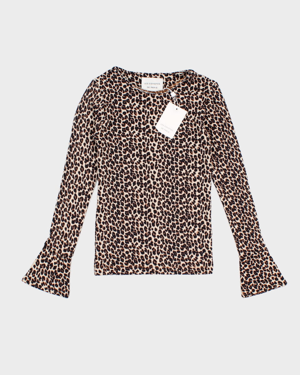 image of Les Coyotes De Paris Leopard Long Sleeve Top - S