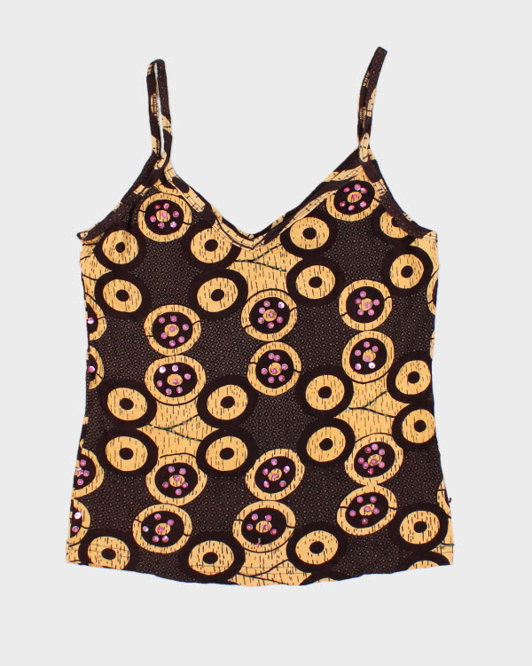 Image of Y2k 00s Cactus Pattern Sequin Cami - S