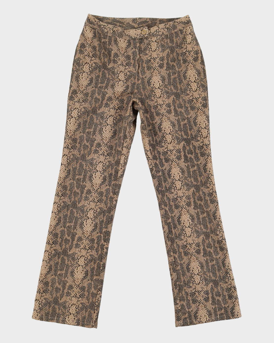 image of Vintage 90s Star CCC Brown Reptile Print Trousers - W28