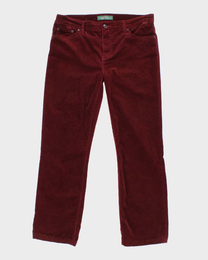 image of Womens Burgundy Ralph Lauren Corduroy Trousers - W34 L27