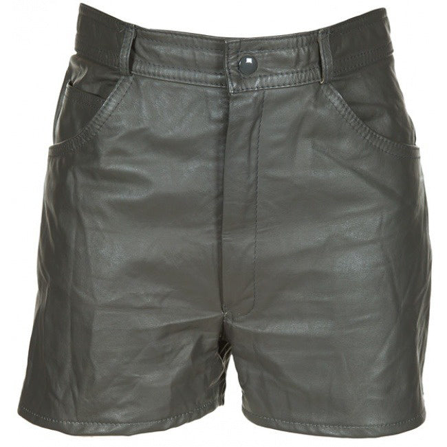 image of Grey Leather Shorts - W30