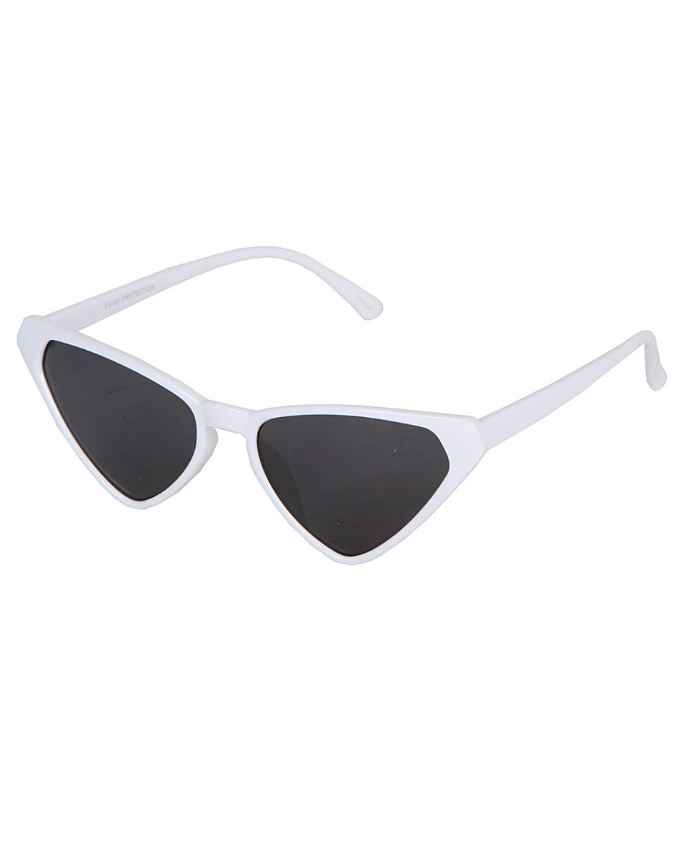 image of White Framed Iggy Sunglasses with Black Lenses