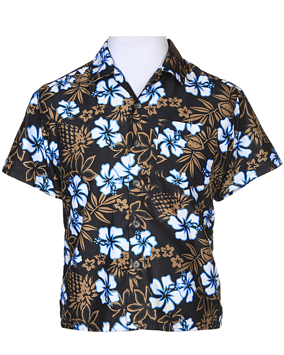 Image of Children's Black Hawaiian Floral Shirt - C40