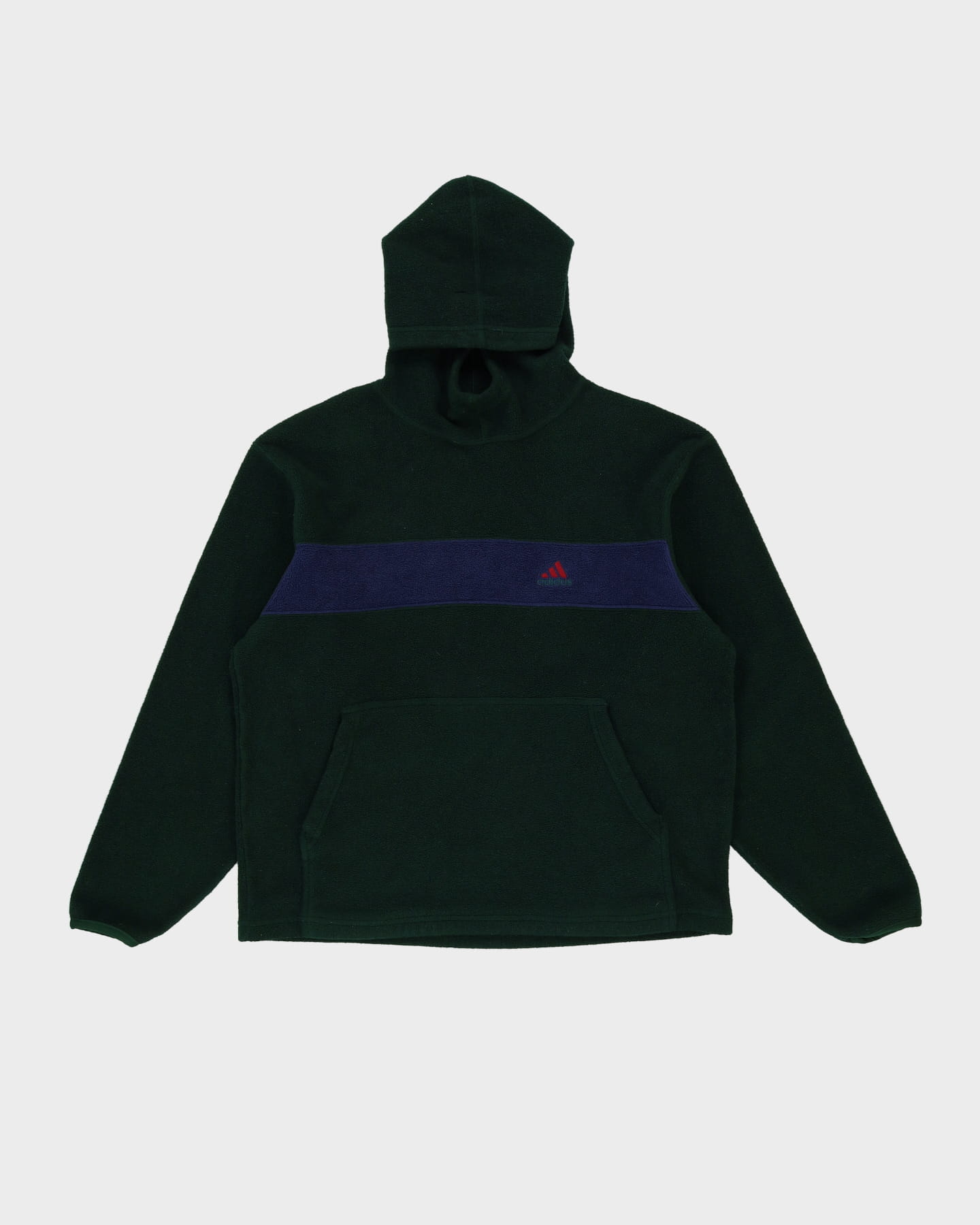 90s Adidas Green Pullover Hooded Fleece - L