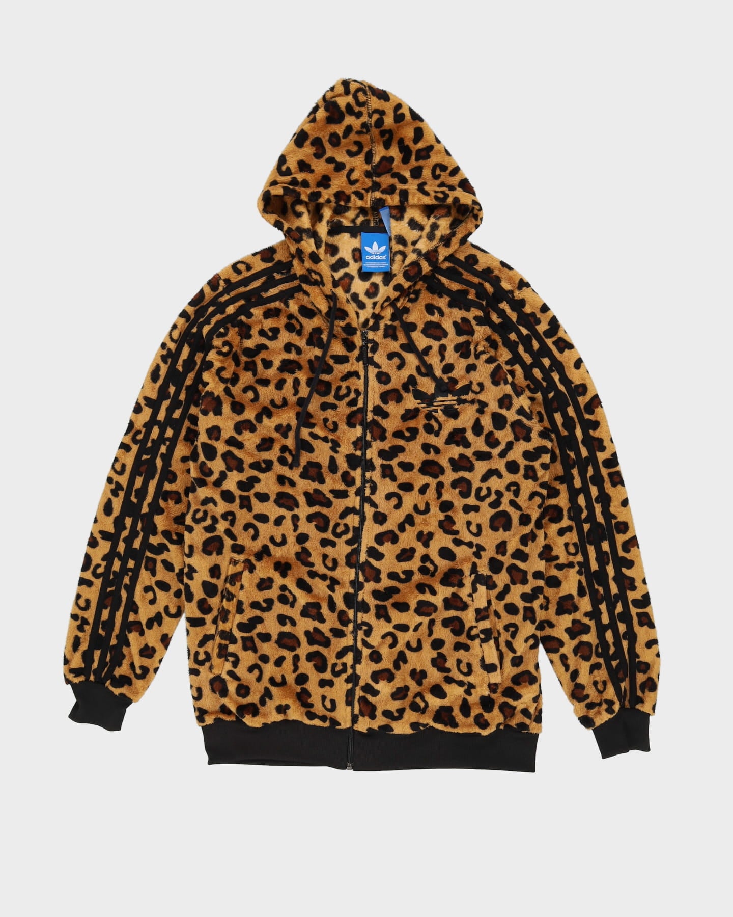Adidas Leopard Print Full-Zip Hooded Sweatshirt / Fleece - L