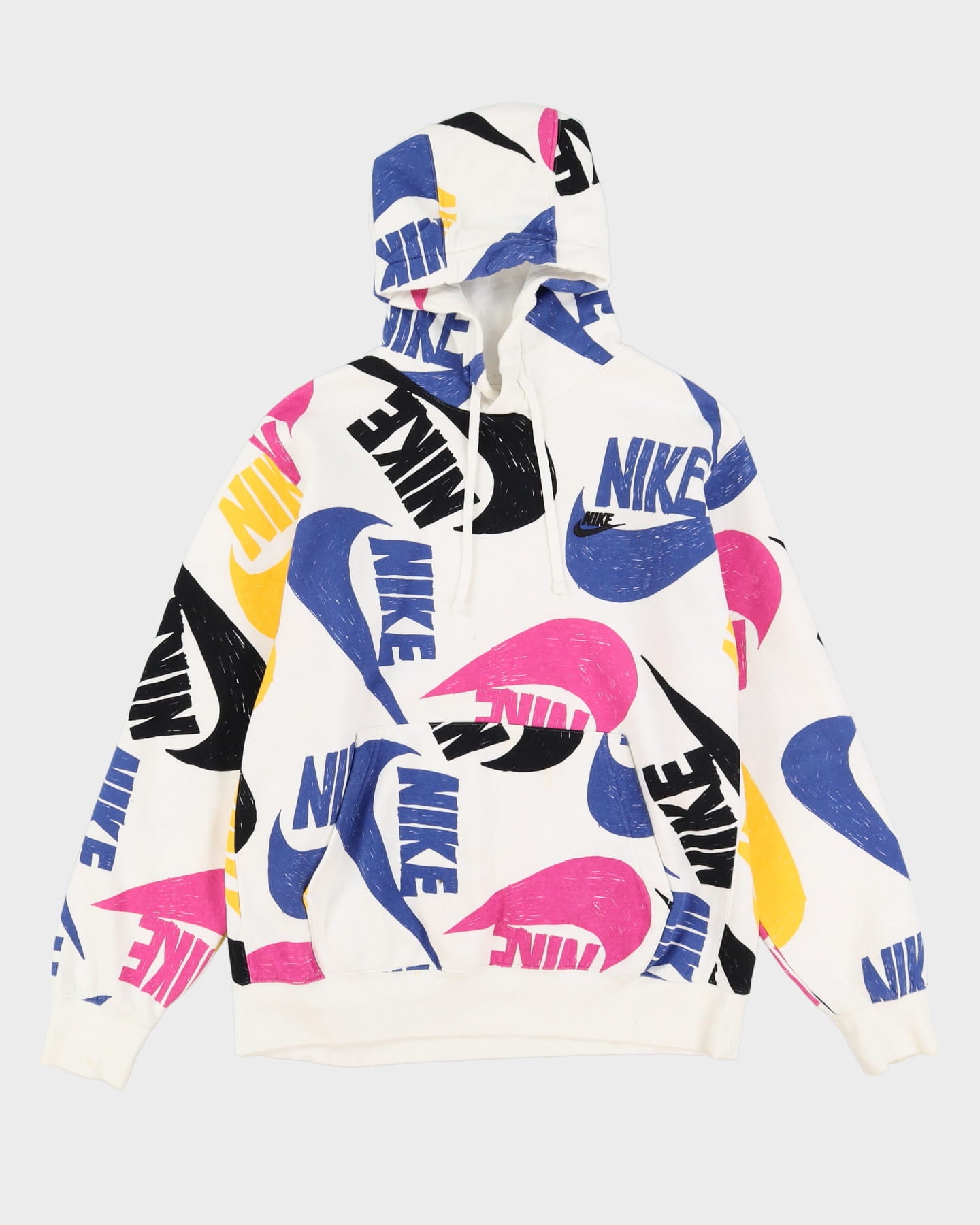 Nike Multi Coloured All Over Print Logo Hoodie - L