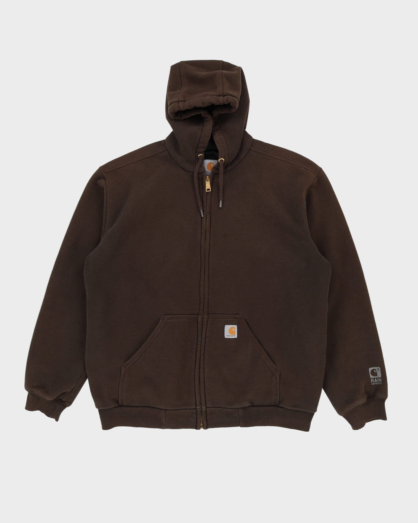 Carhartt Brown Zip-Up Rain Defender Oversized Hoodie - M