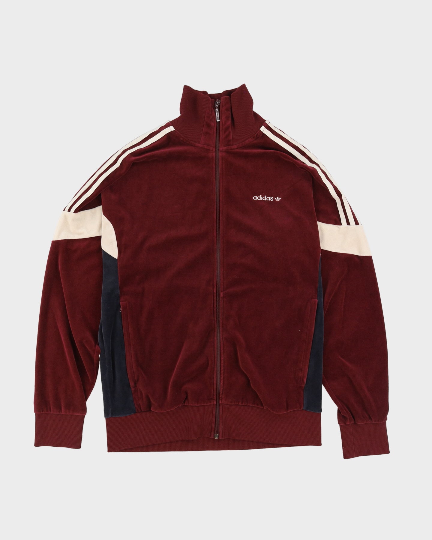 Y2K Adidas Burgundy Velour Track Jacket - L