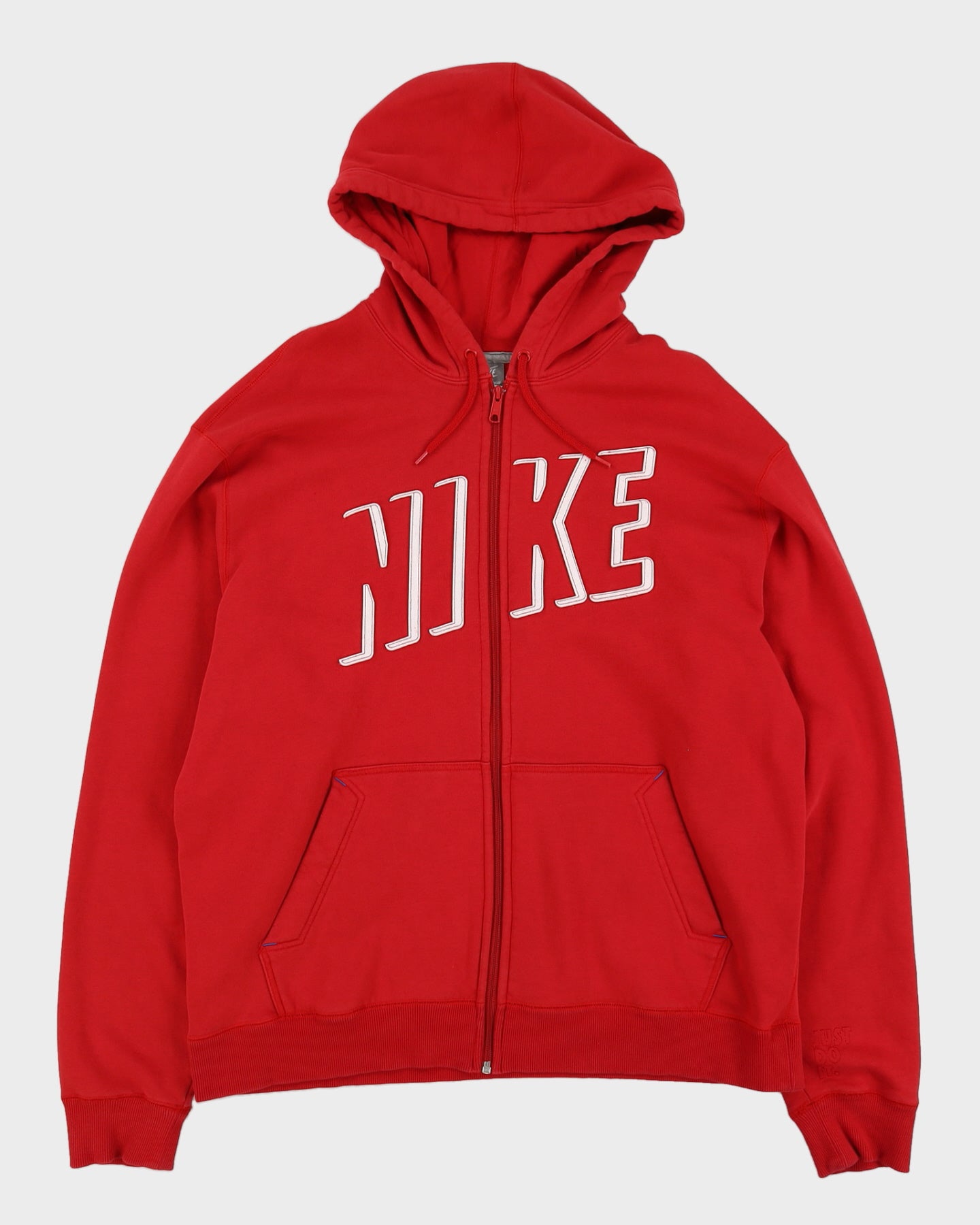 00s Y2K Nike Embroidered Red Zip Up Hoodie - XXL