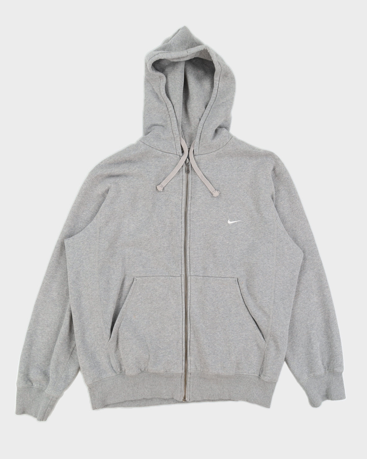 00s Y2K Nike Grey Zip Up Hoodie - L