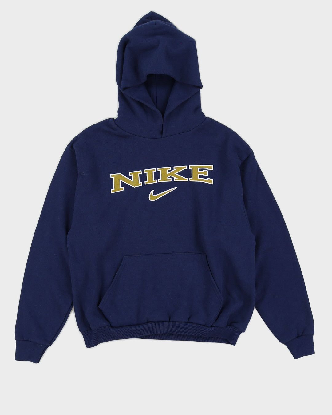 Vintage 90s Nike Blue Hoodie With Big Graphic Logo - S