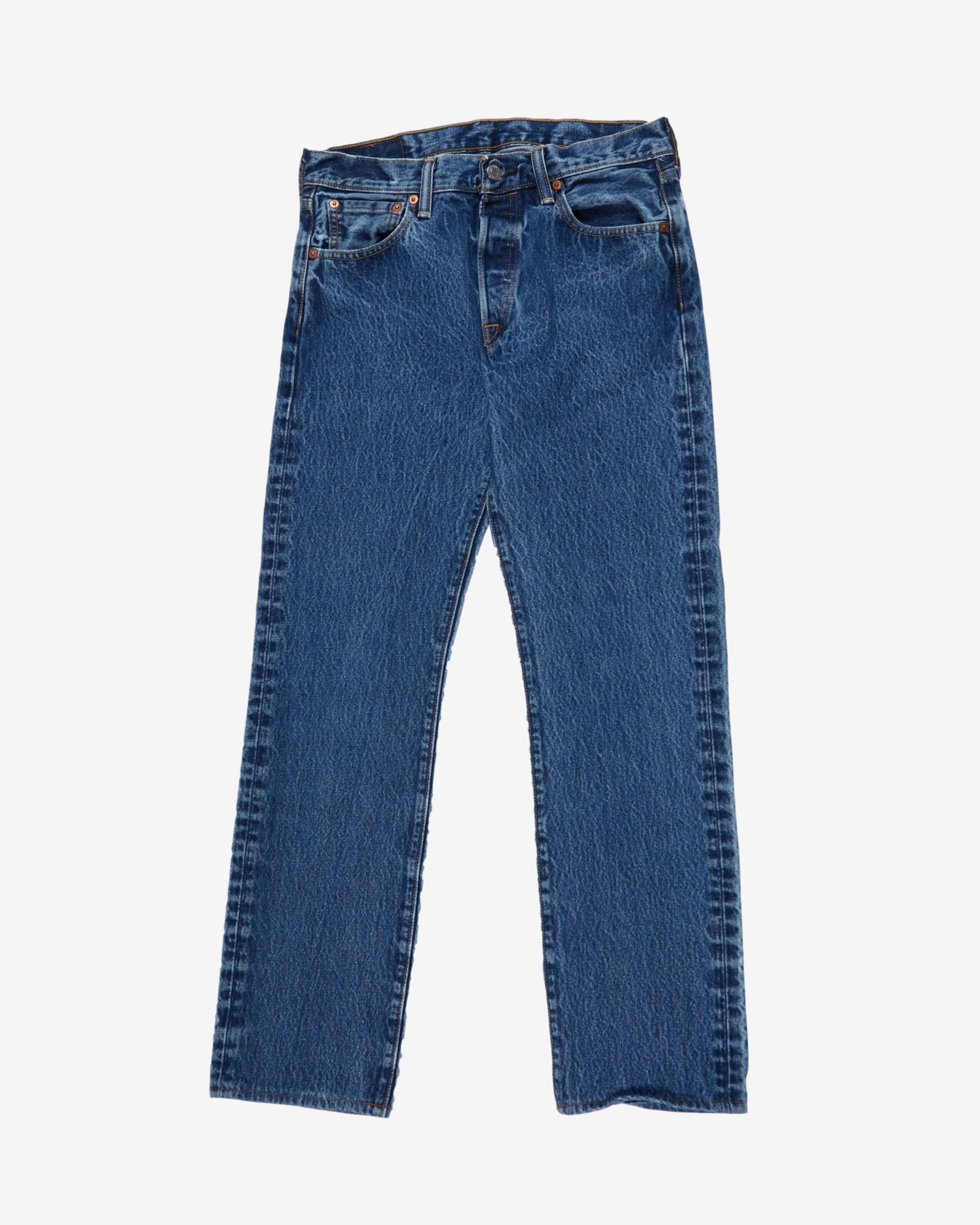 Levi's 501 Dark Blue Patterned Denim Jeans - W30 L32