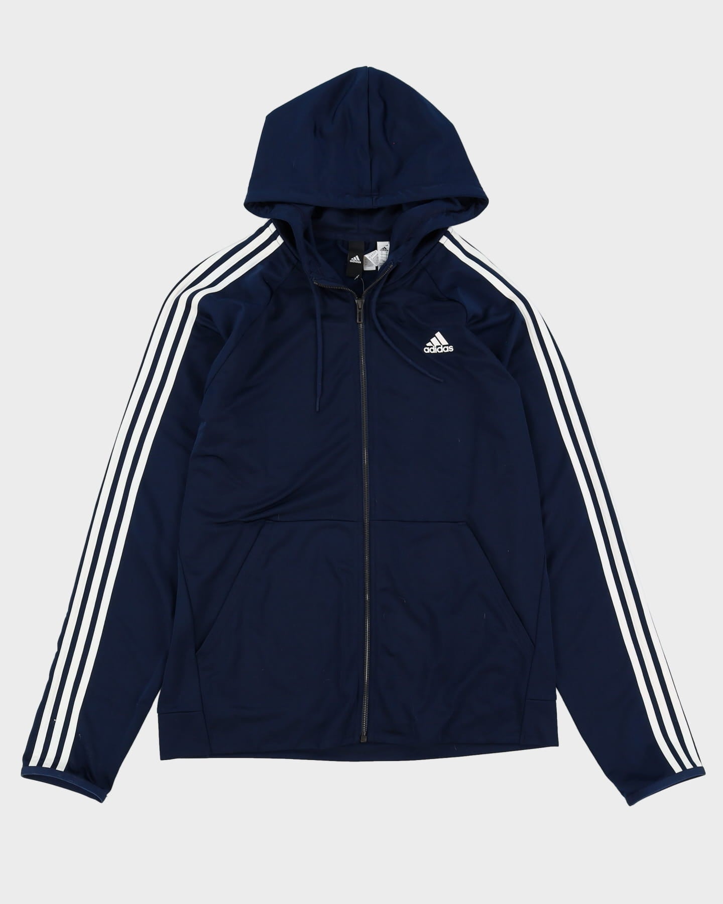 Adidas Navy / White Hooded Track Jacket - L