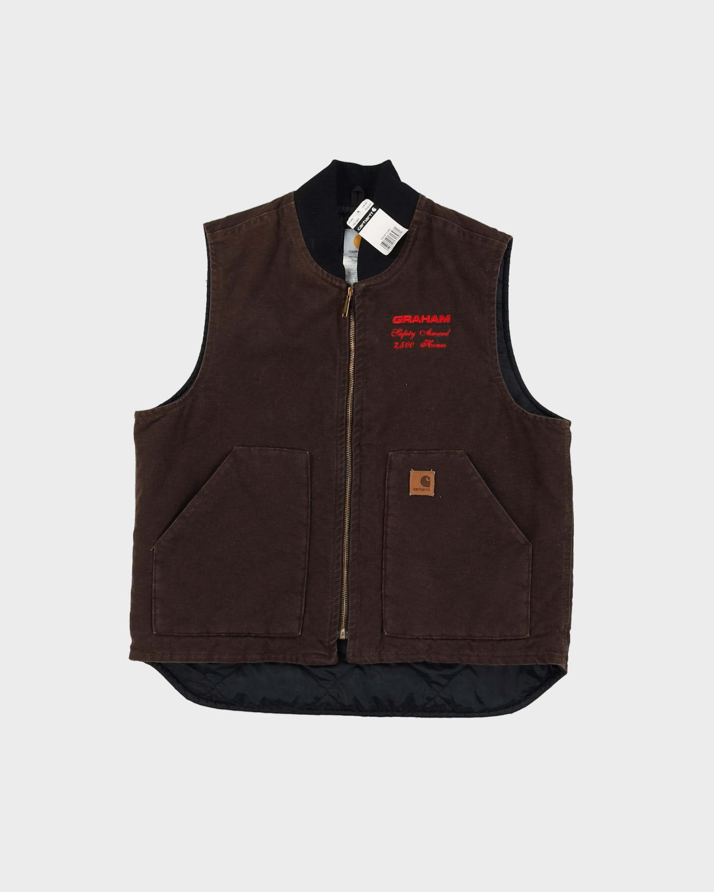New With Tags 00s Carhartt Sleeveless Brown Workwear / Chore Gilet Jacket - L