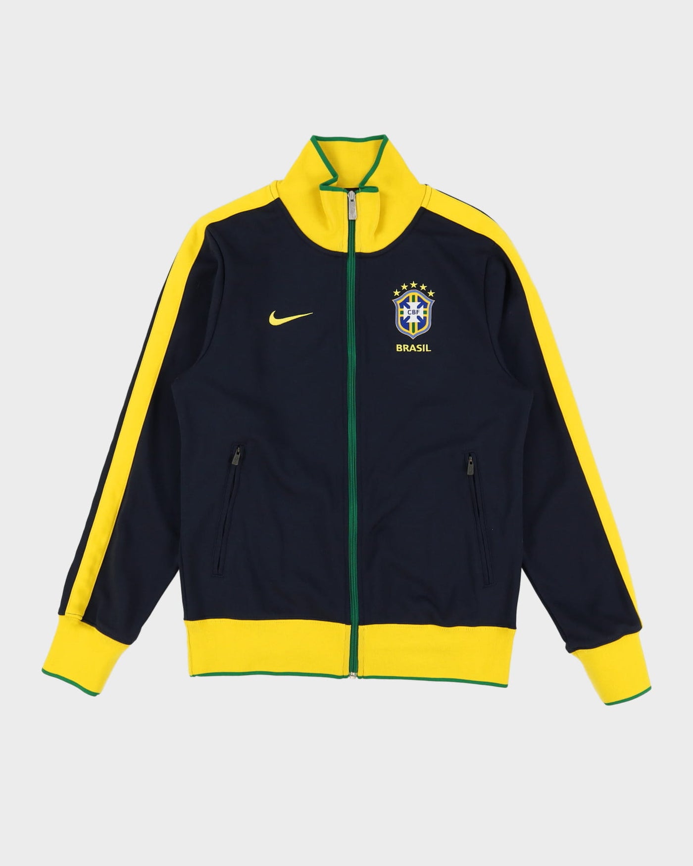 lager Enkelhed spids 00'erne Nike brazil marineblå / gul træningsjakke - s – Rokit