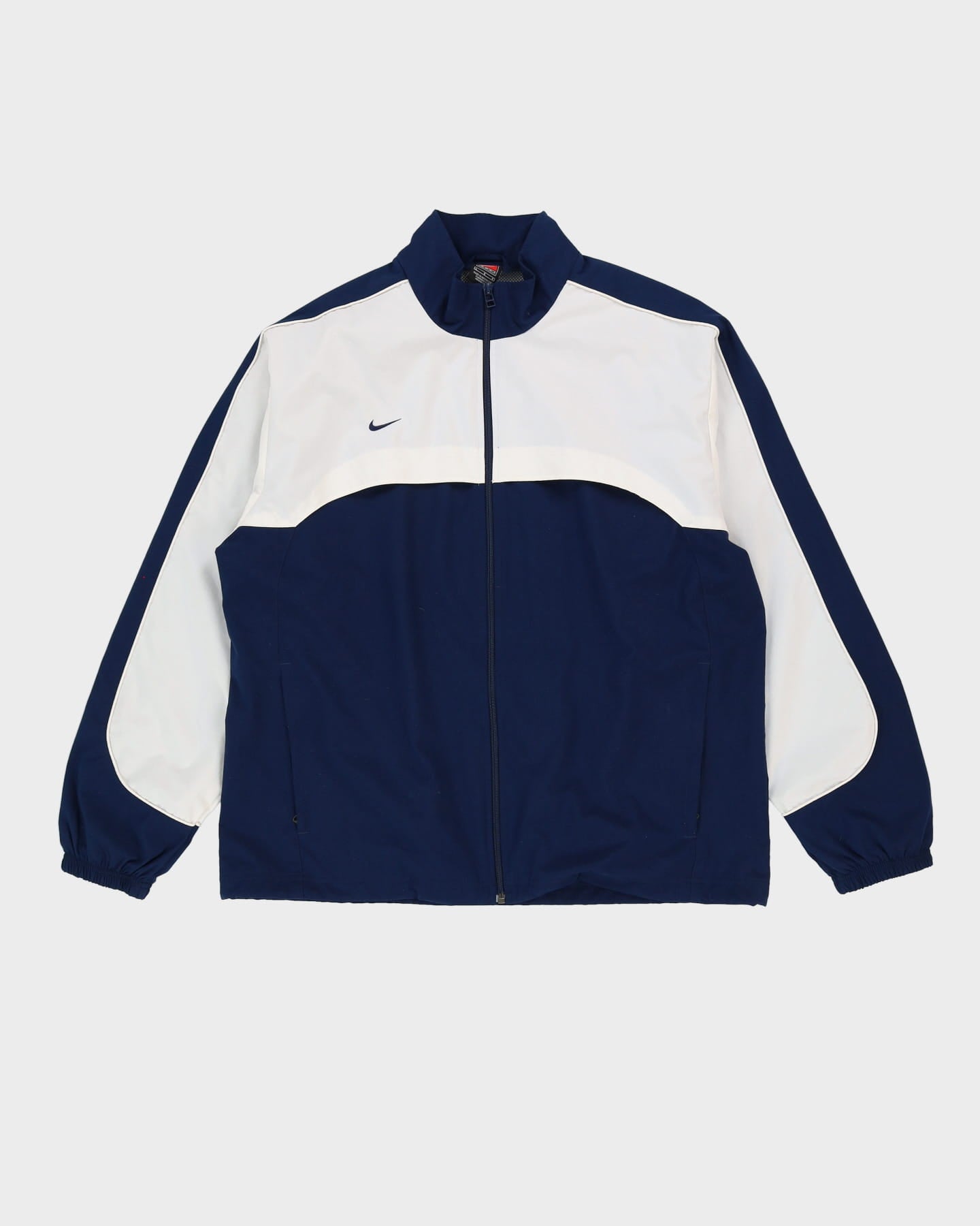 Vintage 90s Nike Navy / White Full Zip Oversized Windbreaker Jacket - L