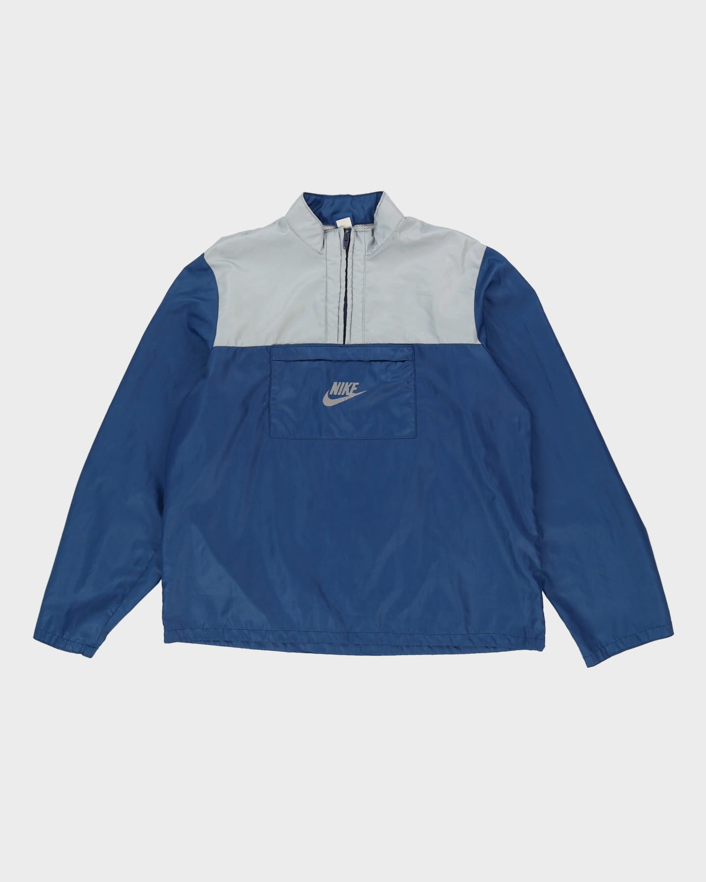 Vintage 80s Nike Blue Quarter-Zip Oversized Windbreaker Jacket - L
