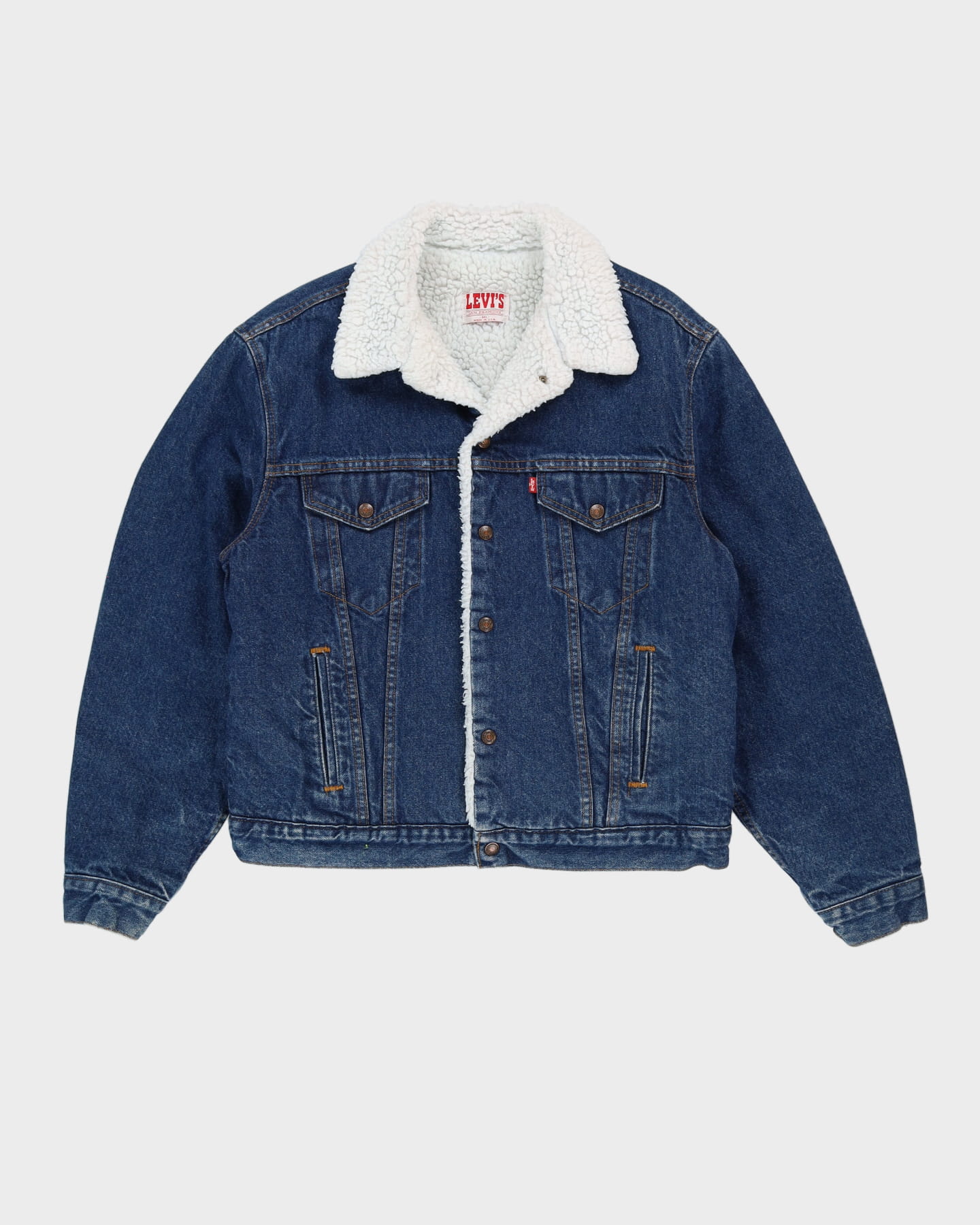 Vintage 80s Levi's Fleece-Lined Dark Wash Blue Denim Jacket - L