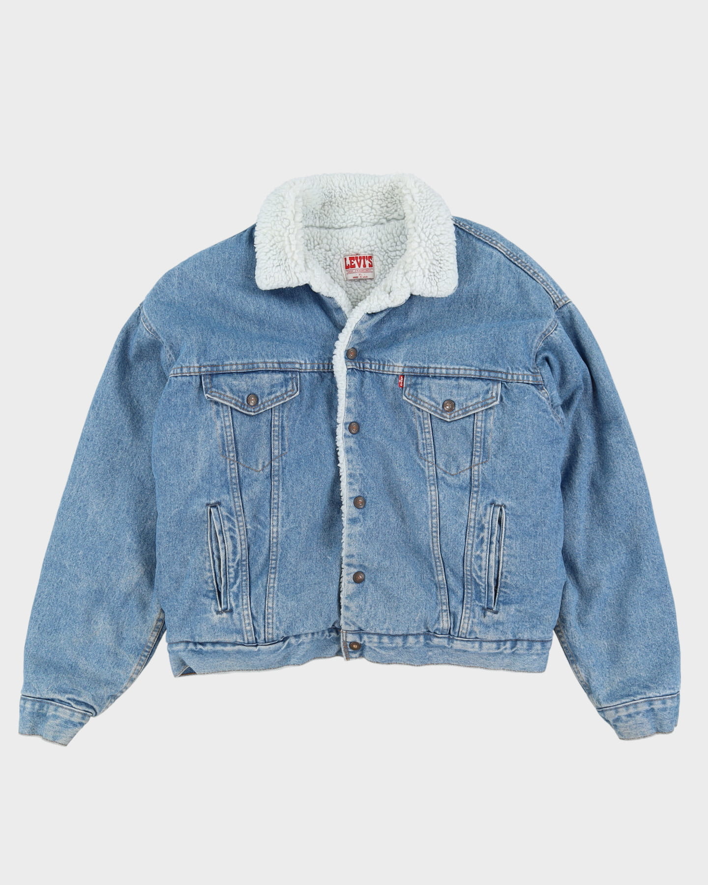 Vintage 80s Levi's Fleece Lined Blue Denim Jacket - XL